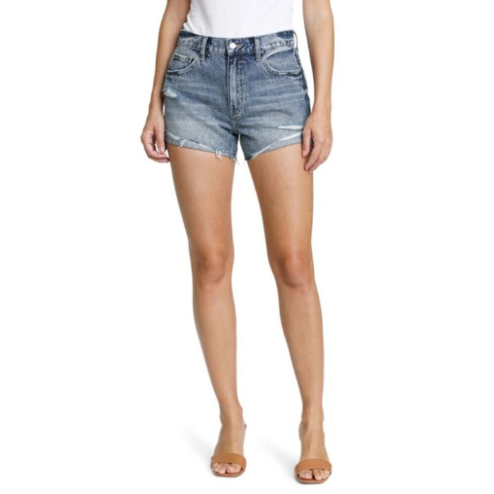 PISTOLA Kylee Relaxed High Waist Cuffed Cut Off Jean Shorts Distressed - 30